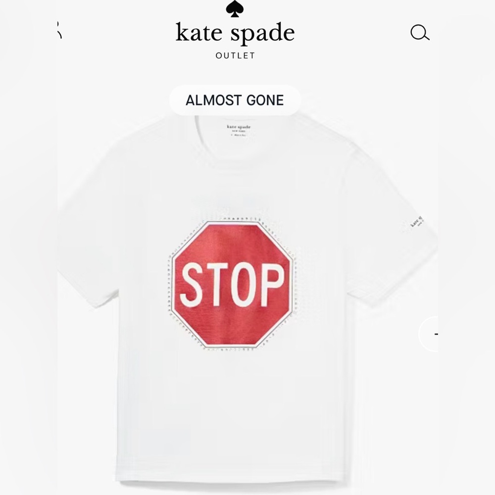 Kate Spade Kids White and Red Stop Go Tee T-Shirt 
Size XS NWT